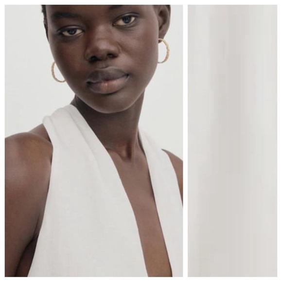 NWT. Massimo Dutti White Midi Dress with Criss-Cross Detail at the Back. Size S. - Picture 2 of 12